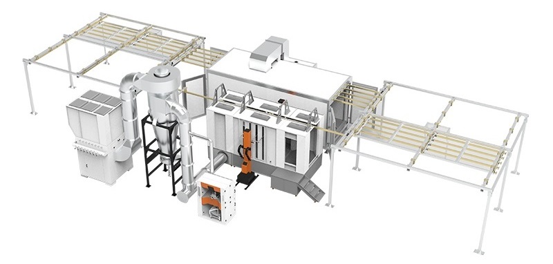 Semi-automatic powder coating line