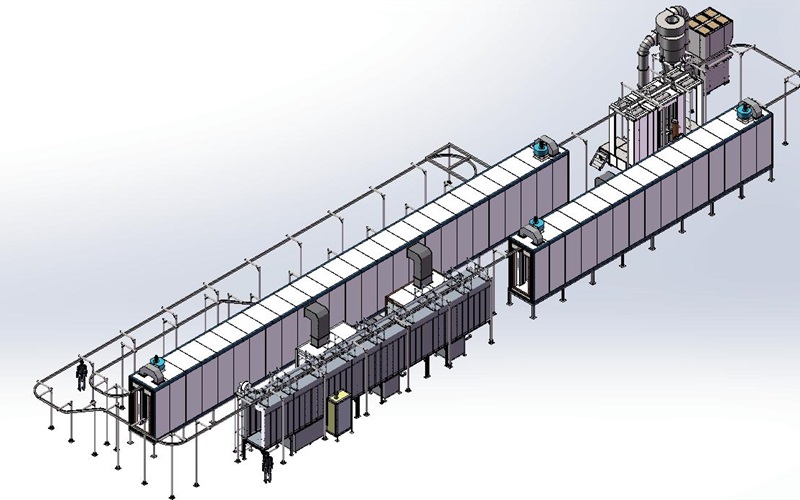 automatic powder coating line with pretreatment