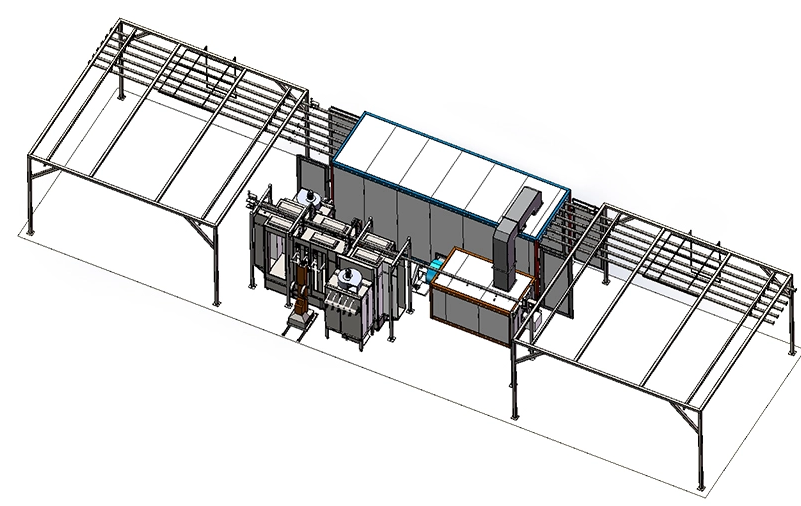 semi-automatic powder coating line